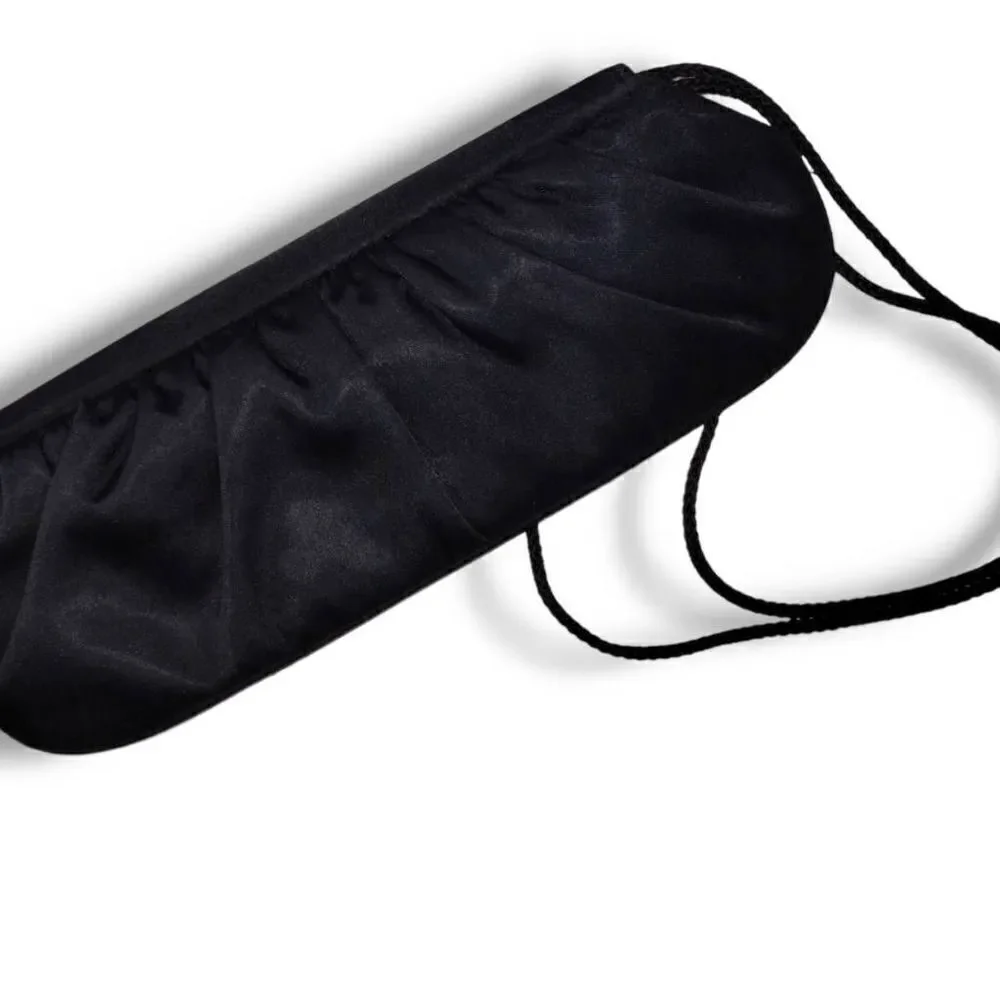 Preston & York Evening Bag‎ Black Satin Rhinestones Rectangle Shoulder Strap